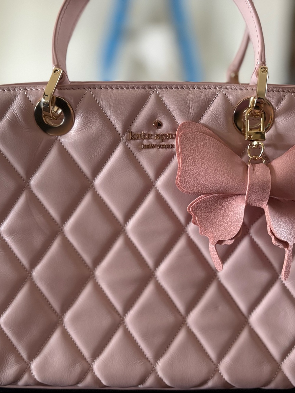 Kare Spade Quilted Satchel Crossbody – Blush Pink